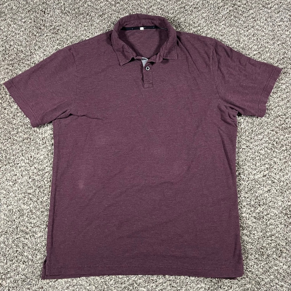Public Rec Mens XL Burgundy Pima Cotton Tencel Stretch Short Sleeve Polo Shirt